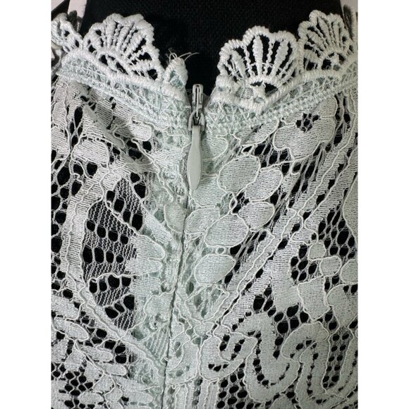 NWT Lulus Mint Blue Sheer Lace Office Siren Shortsleeve Mini Dress M Bodycon - Picture 10 of 13